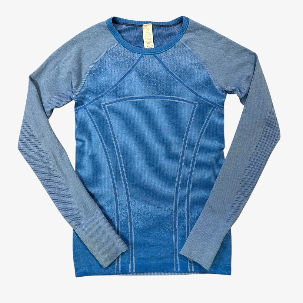 IVIVVA by Lululemon Girls Blue Swiftly Tech Seamless Tee Long Sleeve Size 10